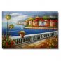 100% Handmade Italian Mediterranean Seascape Old Town Beach-074 Impressionist Landscape Oil