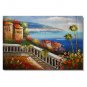 Italian Mediterranean Seascape Old Town Beach-076 Impressionist Landscape Oil Painting Canvas