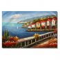 100% Hand-Paint Italian Mediterranean Seascape Old Town Beach-079 Impressionist Landscape Oil