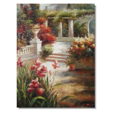 Italian Mediterranean Seascape Old Town Beach-086 Impressionist Landscape Oil Painting Canvas