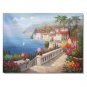 Italian Mediterranean Seascape Old Town Beach-088 Impressionist Landscape Oil Painting Canvas