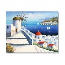 Italian Mediterranean Seascape Old Town Beach-092 Impressionist Landscape Oil Painting Canvas
