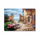 Italian Mediterranean Seascape Old Town Beach-096 Impressionist Landscape Oil Painting Canvas