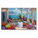 100% Handmade Italian Mediterranean Seascape Old Town Beach-100 Impressionist Landscape Oil