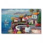 100% Hand-Paint Italian Mediterranean Seascape Old Town Beach-101 Impressionist Landscape Oil