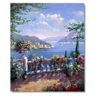 100% Hand-Paint Italian Mediterranean Seascape Old Town Beach-103 Impressionist Landscape Oil