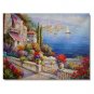 Italian Mediterranean Seascape Old Town Beach-105 Impressionist Landscape Oil Painting Canvas