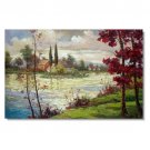 100% Hand-Paint Italian Mediterranean Seascape Old Town Beach-106 Impressionist Landscape Oil