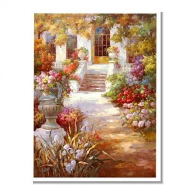 Italian Mediterranean Seascape Old Town Beach-112 Impressionist Landscape Oil Painting Canvas