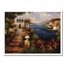 Italian Mediterranean Seascape Old Town Beach-115 Impressionist Landscape Oil Painting Canvas