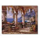 Italian Mediterranean Seascape Old Town Beach-116 Impressionist Landscape Oil Painting Canvas