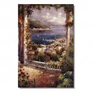 Italian Mediterranean Seascape Old Town Beach-117 Impressionist Landscape Oil Painting Canvas