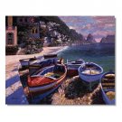 100% Hand-Paint Italian Mediterranean Seascape Old Town Beach-119 Impressionist Landscape Oil