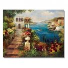 Italian Mediterranean Seascape Old Town Beach-121 Impressionist Landscape Oil Painting Canvas