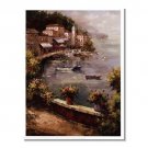 100% Hand-Paint Italian Mediterranean Seascape Old Town Beach-125 Impressionist Landscape Oil