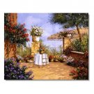 Italian Mediterranean Seascape Old Town Beach-126 Impressionist Landscape Oil Painting Canvas