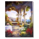 Italian Mediterranean Seascape Old Town Beach-131 Impressionist Landscape Oil Painting Canvas