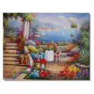 Italian Mediterranean Seascape Old Town Beach-134 Impressionist Landscape Oil Painting Canvas
