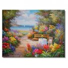 100% Hand-Paint Italian Mediterranean Seascape Old Town Beach-135 Impressionist Landscape Oil