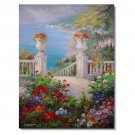 Italian Mediterranean Seascape Old Town Beach-137 Impressionist Landscape Oil Painting Canvas