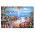 100% Hand-Paint Italian Mediterranean Seascape Old Town Beach-141 Impressionist Landscape Oil