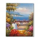 100% Hand-Paint Italian Mediterranean Seascape Old Town Beach-143 Impressionist Landscape Oil