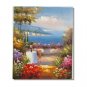 100% Hand-Paint Italian Mediterranean Seascape Old Town Beach-143 Impressionist Landscape Oil