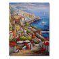 Italian Mediterranean Seascape Old Town Beach-144 Impressionist Landscape Oil Painting Canvas