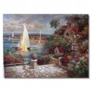 Italian Mediterranean Seascape Rogatta Impressionist Landscape Oil Painting Canvas Art High