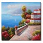 Italian Mediterranean Seashore Houses.JPG Impressionist Landscape Oil Painting Canvas Art High