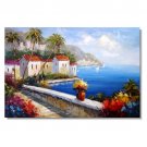 100% Handmade Italian Mediterranean Tuscany Italy Ocean Oil Painting 23 Impressionist Landscape