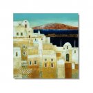 100% Hand-Paint Italian Mediterranean White Houses Impressionist Landscape Oil Painting Canvas