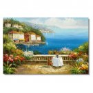 100% Hand-Paint Italy Portofino Amalfi Mediterranean Tuscany Wine Art 3 Impressionist Landscape