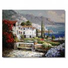 100% Hand-Paint Looking up the Coast Impressionist Landscape Oil Painting Canvas Art High