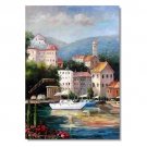 Mediterranean Habor Impressionist Landscape Oil Painting Canvas Art High Quality Home & Office Decor