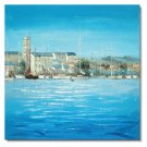 Mediterranean Harbor Greek.JPG Impressionist Landscape Oil Painting Canvas Art High Quality Home