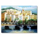 100% Hand-Paint Mediterranean Italy France Tuscany Ocean Impressionist Landscape Oil Painting