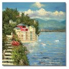 Mediterranean Small Village.JPG Impressionist Landscape Oil Painting Canvas Art High Quality