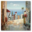 Mediterranean Street Figure.JPG Impressionist Landscape Oil Painting Canvas Art High Quality