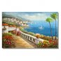 Mediterranean Town with Flowers and Palms 2 Impressionist Landscape Oil Painting Canvas Art High