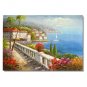 Mediterranean Town with Flowers and Palms Impressionist Landscape Oil Painting Canvas Art High
