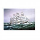 Ocean Seascape Oil Painting on Canvas Sailing Boat Big Waves Ships-010 Hand Painted Classical