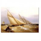 Ocean Seascape Oil Painting on Canvas Sailing Boat Big Waves Ships-060 Hand Painted Classical