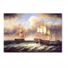Ocean Seascape Oil Painting on Canvas Sailing Boat Big Waves Ships-067 Hand Painted Classical