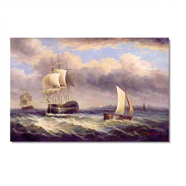 100% Hand-Paint Ocean Seascape Oil Painting on Canvas Sailing Boat Big Waves Ships-068 Hand