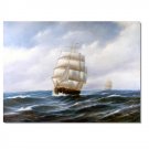 Ocean Seascape Oil Painting on Canvas Sailing Boat Big Waves Ships-086 Hand Painted Classical