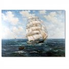 Ocean Seascape Oil Painting on Canvas Sailing Boat Big Waves Ships-087 Hand Painted Classical
