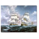 Ocean Seascape Oil Painting on Canvas Sailing Boat Big Waves Ships-091 Hand Painted Classical
