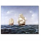 Ocean Seascape Oil Painting on Canvas Sailing Boat Big Waves Ships-093 Hand Painted Classical
