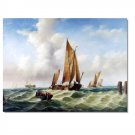 100% Handmade Ocean Seascape Oil Painting on Canvas Sailing Boat Big Waves Ships-095 Hand